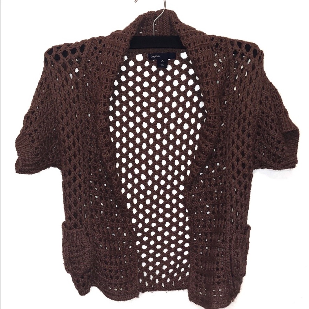GAP Kids Open Knit Cardigan Brown S (6-7)